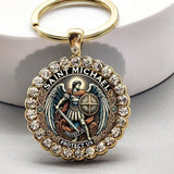 Saint Michael Defender Glass Keychain & Necklace: Carry His Protection With You