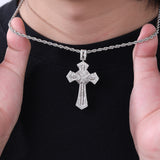 Iced Baguette & Round CZ Cross Pendant Necklace – Faith, Luxury & Statement Style