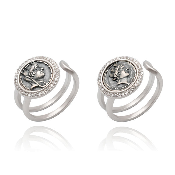 Silver Ring with Fortuna Tyche, Ancient Greek Roman Goddess, Mythology Jewelry, Gift for Men and Women