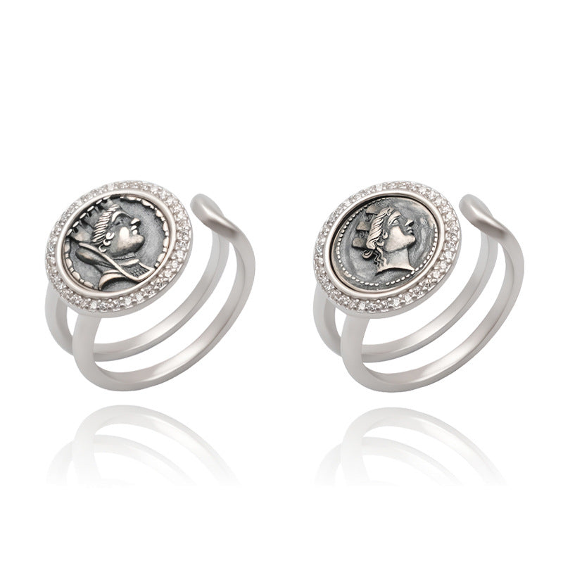 Silver Ring with Fortuna Tyche, Ancient Greek Roman Goddess, Mythology Jewelry, Gift for Men and Women