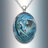 Angel & Dragon Oval Necklace – A Tale of Magic & Harmony