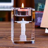 Jesus Crystal Engraved Candle Holder: Light & Faith in One