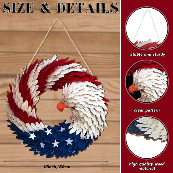 🌟 Patriotic Eagle Wooden Wreath | 4th of July Decor for Christian Homes
