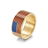 Patriotic American Flag Enamel Titanium Steel Ring