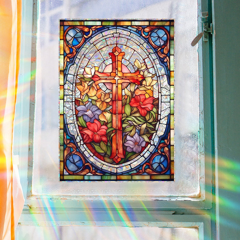 🌟 Stained Glass Cross Window Art: Where Faith Meets Light