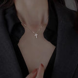 s925 sterling silver cross necklace Fashionable and versatile pendant