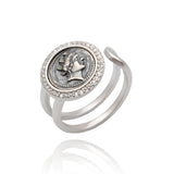 Silver Ring with Fortuna Tyche, Ancient Greek Roman Goddess, Mythology Jewelry, Gift for Men and Women