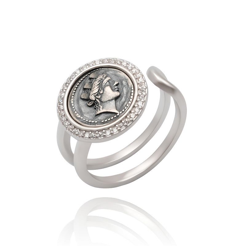 Silver Ring with Fortuna Tyche, Ancient Greek Roman Goddess, Mythology Jewelry, Gift for Men and Women