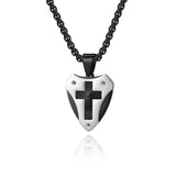 Titanium Steel Shield of Faith Cross Pendant | Protective Christian Jewelry