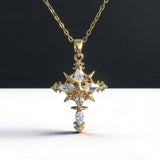 Celestial Star Cross Titanium Steel Necklace – Divine Light & Timeless Devotion