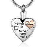 No Longer By My Side Forever in My Heart Urn Pendant Necklace for Ashes