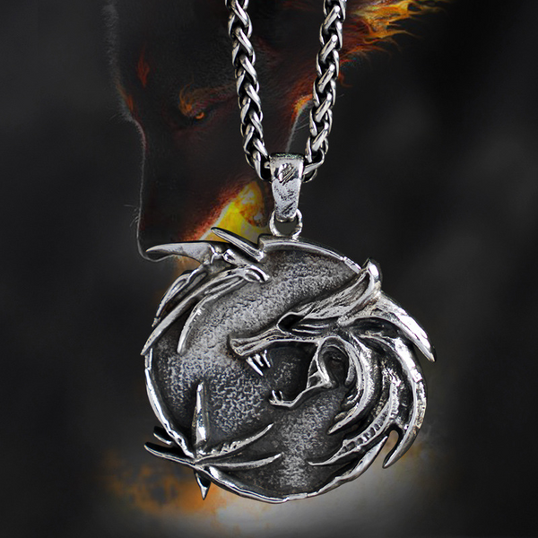 Wolf Head Steel Titanium Personalized Men's Necklace