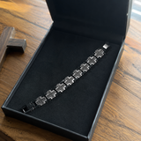 Double Layer Interlocking Textured Cross Two-Tone Stainless Steel Men’s Bracelet