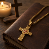 Knights Templar Celtic Knot Cross Necklace for Men, Red Enamel Templar Symbol Stainless Steel Pendant Product Parameters