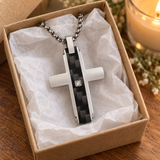 Modern Carbon Fiber Cross Necklace – A Bold Symbol of Faith & Strength