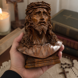 Boxwood Jesus Crown with Thorns Half-Length Desktop Ornament