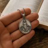 Pure Tin Miraculous Medal Virgin Mary Necklace