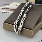 Men's Cross Byzantine Chain Titanium Steel Set, Christian Faith Bracelet & Necklace, Vintage Hollow Cross Religious Jewelry