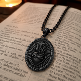 Two Tone Gold Silver Sacred Heart of Jesus Oval Stainless Steel Necklace