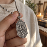 Saint Michael the Archangel 925 Sterling Silver Pendant Necklace—Christian Medal Featuring Sword and Shield Motifs