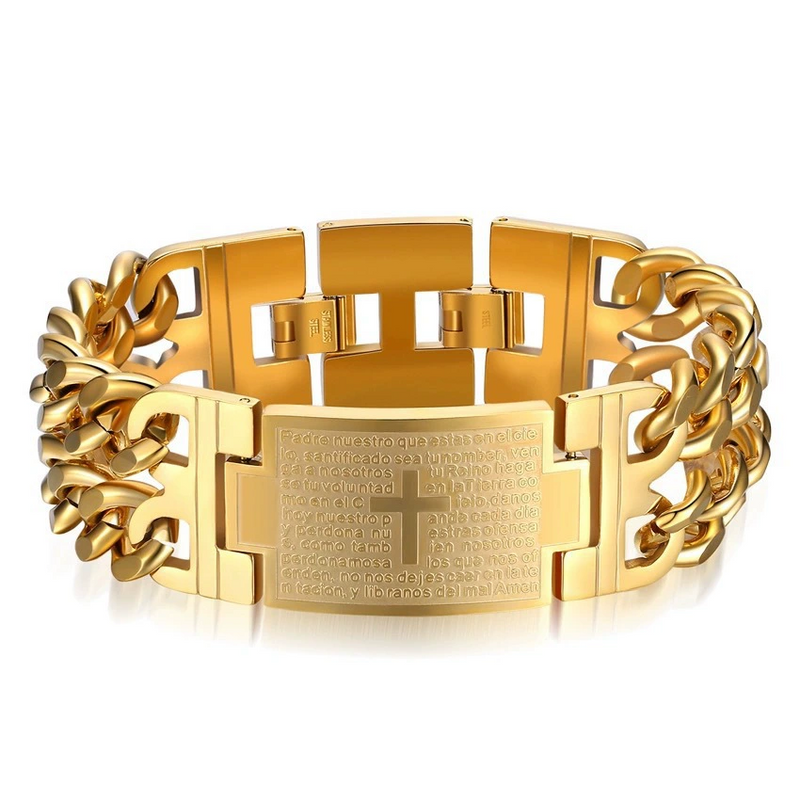 Men's Stainless Steel Cross - Bible Bracelet