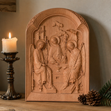 【Holy Trinity Wood Carving】Handcrafted Beech Wood Icon Three Graces Colorway Home Prayer Altar Spiritual Gift