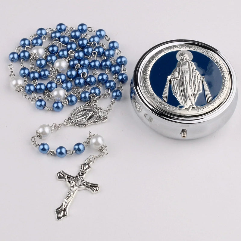 Virgin Mary alloy rosary beads — comes with a jewelry box - BGCOPPER