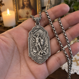 Saint Michael the Archangel 925 Sterling Silver Pendant Necklace—Christian Medal Featuring Sword and Shield Motifs