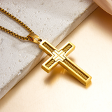 Modern Cable Wire Inlay Cross Pendant Necklace