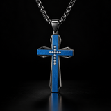 Brushed & Faceted Titanium Steel Cross Necklace – Modern Faith, Bold Devotion