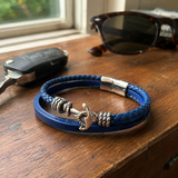 Anchor Leather Braided Bracelet