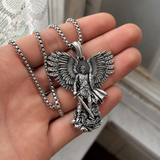 S925K Silver Saint Michael Pendant: Courage in the Heart