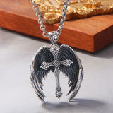 Guardian Angel Wings Cross Pendant Necklace