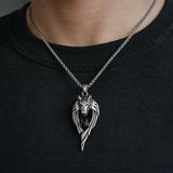 Stainless Steel Wolf Head Pendant Necklace