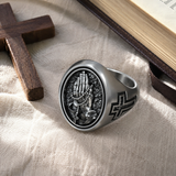 925K Sterling Silver Praying Hands Ring - Christian Symbol of Faith and Devotion