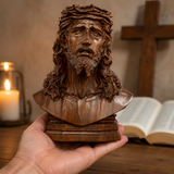 Boxwood Jesus Crown with Thorns Half-Length Desktop Ornament