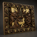 Krippe Holz geschnitzte Plakette, natürliche Buche Massivholz Religiöses Geschenk, Christliches Weihnachts geschenk