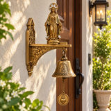 Our Lady of Grace Wall Bell – Antique Gold Marian Door Blessing Decor