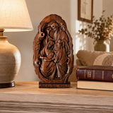 Natural Beechwood Nativity Scene Wooden Carved Plaque Tabletop Arrangement