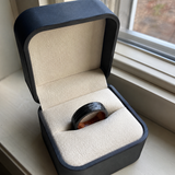 6 mm hammered titanium-steel and natural pear wood ring