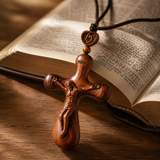 Bgcopper Rosewood Crucifix of Jesus' Passion (Necklace & Car Charm Options)