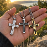 Modern Two-Tone Cross Necklace – A Bold Daily Reminder of Faith