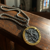 Two-Tone St. Michael Archangel Protection Medal Stainless Steel Necklace