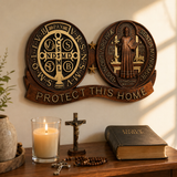 St. Benedict's Exorcism Medal Christian Wall Plaque - Best Christmas Gift - design detail