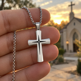 Starburst Cross Necklace – Silver Christian Pendant