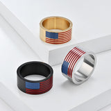 Patriotic American Flag Enamel Titanium Steel Ring