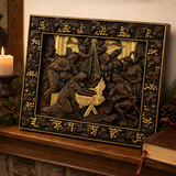 Krippe Holz geschnitzte Plakette, natürliche Buche Massivholz Religiöses Geschenk, Christliches Weihnachts geschenk
