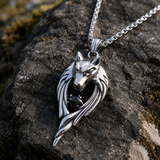 Stainless Steel Wolf Head Pendant Necklace
