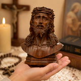 Boxwood Jesus Crown with Thorns Half-Length Desktop Ornament
