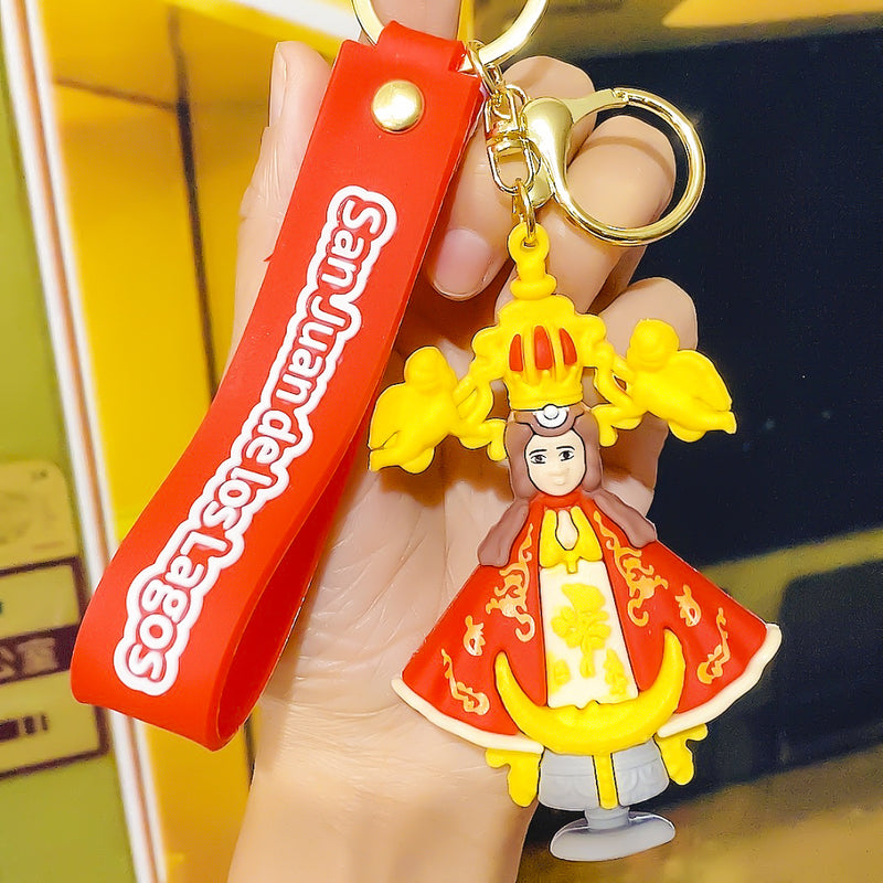 Cartoon Jesus Our Lady Silicone Keychain Backpack Small Pendant Gift